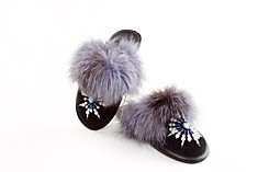 Тапки жен бисер/опушка (пара) 28р.